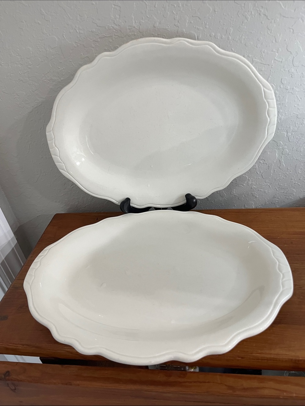 Homer Laughlin Carolyn  Scalloped Ceramic Serving Platters - 52600  set of 2